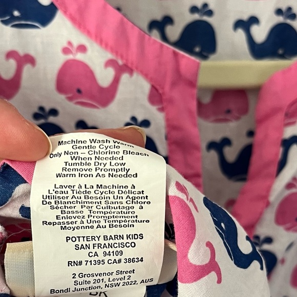 Pottery Barn Kids Blue/Pink Whale Swim Cover Up Size 12-18 - Picture 3 of 5